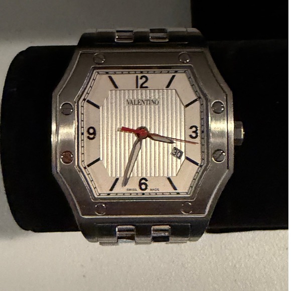 Valentino Other - Valentino V39 Swiss Made Watch Stainless Steel Octagon Case Silver Dial Date